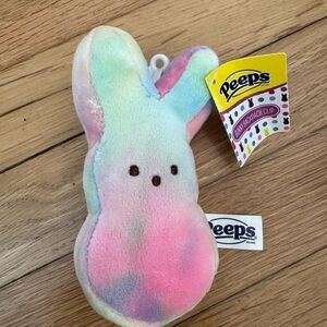 Peeps Multi-Color Pastel Plush Bunny Backpack Clip Keychain